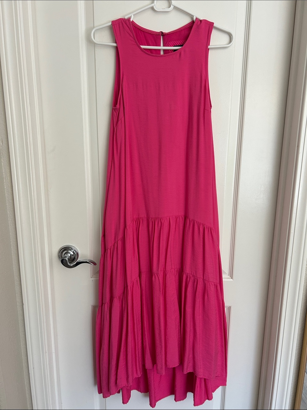 Maeve pink Sleeveless Tiered Maxi Dress in Hot Pink xxs